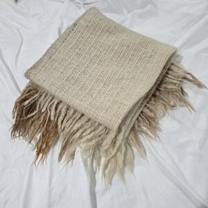 Avoca Handweavers Wool Ireland Plaid Throw Blanket Tan Cozy
